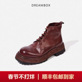 DREAMBOX钧博高档马丁靴vibram英伦复古女士皮靴手工固特异潮靴