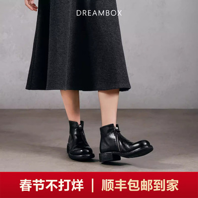 马皮侧拉链高帮切尔西靴