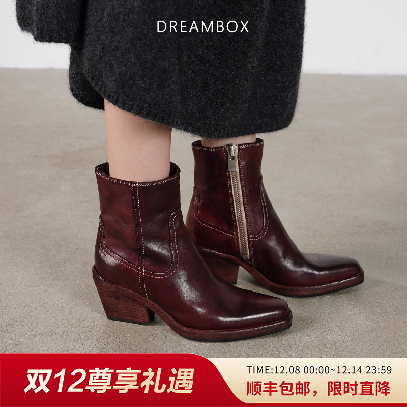 水洗马皮时尚气质尖头瘦瘦靴