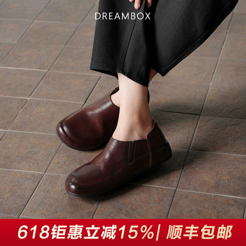 DREAMBOX钧博舒适透气水洗马皮穆勒鞋女鞋平底百搭一脚蹬懒人鞋