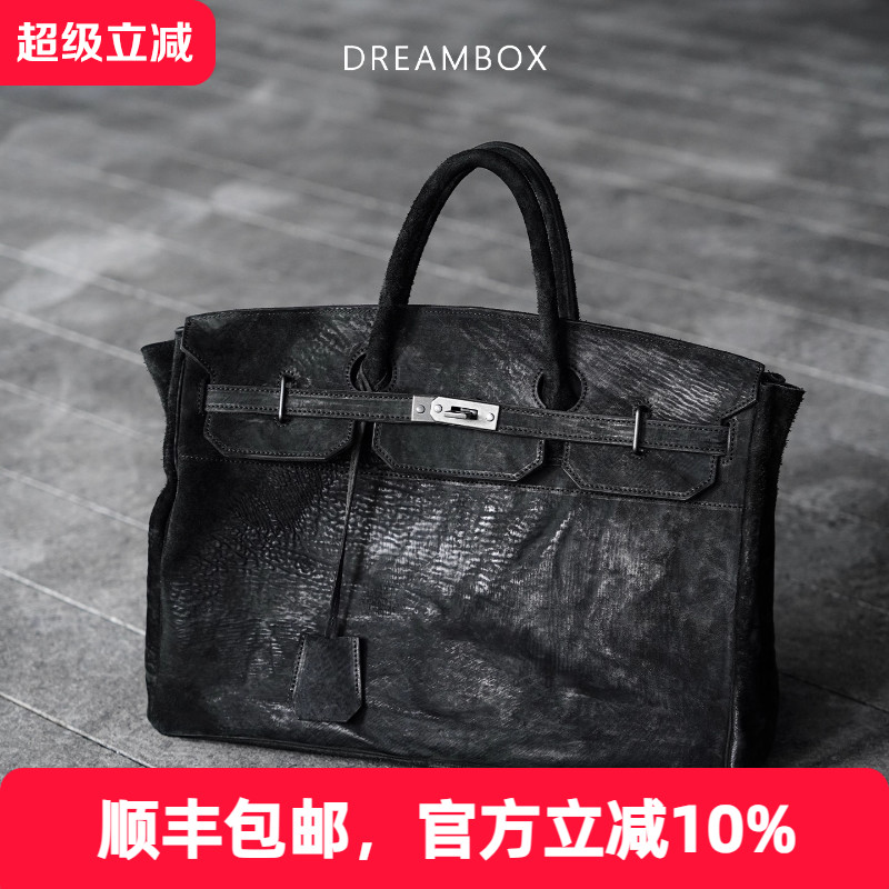 高档轻奢缩纹马臀皮手提包