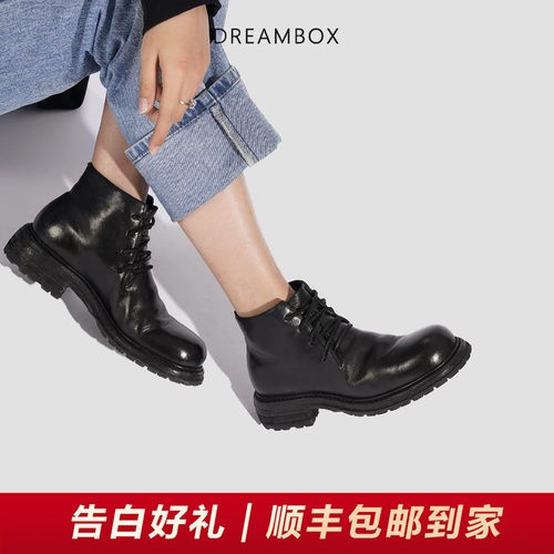 钧博马皮马丁靴真皮粗跟皮靴