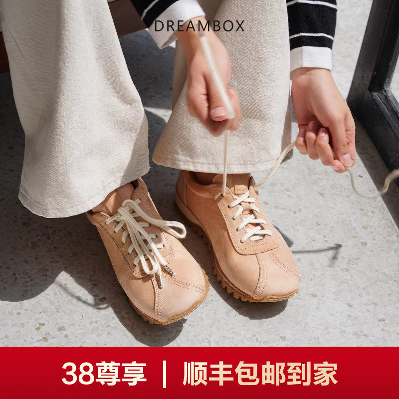 dreambox钧博水洗马皮德训鞋2026春夏新款女鞋时尚百搭运动休闲鞋