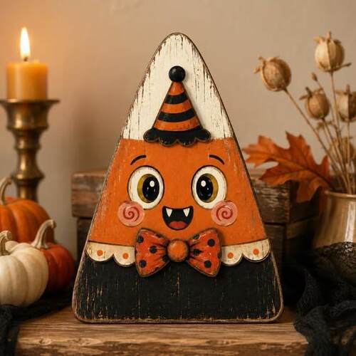 Vintage Halloween Wooden Character Tabletop Decor 复古万圣节