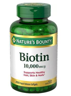 跨境现货Nature's Bounty 生物素10,000微克,250粒快速释放软胶囊