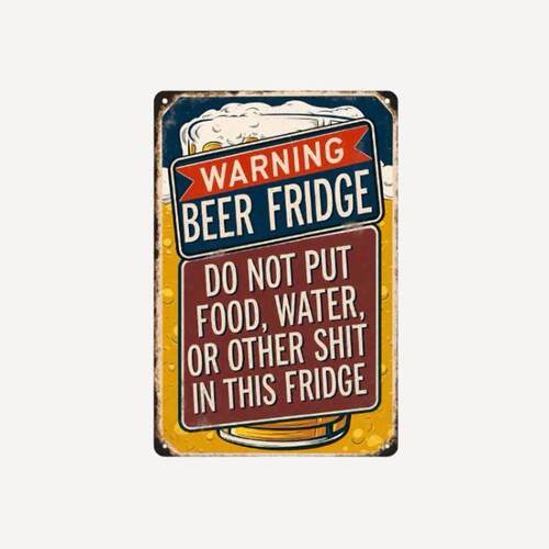 Vintage Warning Refrigerator Metal Sign 复古警示冰箱金属标牌