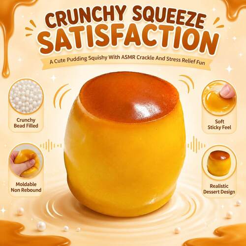 Caramel Pudding Sss Ball Squishy 焦糖布丁减压球软胶玩具