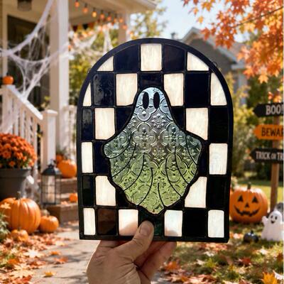 Halloween Ghost Stained-Glass Style Suncatcher 万圣节幽灵