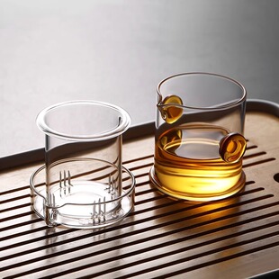 茶壶冲泡茶器单壶玻璃泡茶壶茶具旅行便携快客杯玻璃红茶双耳过滤