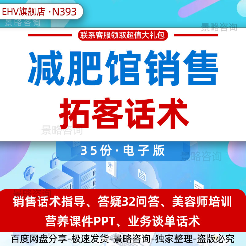减肥馆销售拓客话术指导纤体门店美容师拓客谈单话术销售流程培训课件电话短信模板减肥馆加盟方案案例