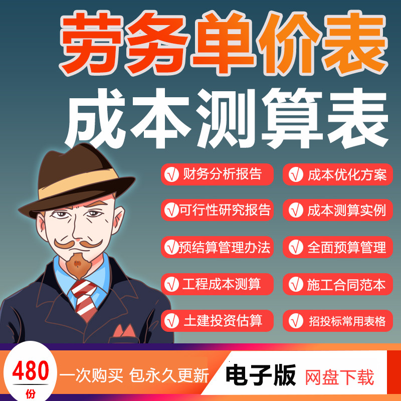 2024工程投资估算劳务单价成本分析测算控制结算表项目施工合同范本工程造价管理知识岗位职责可行性研究报告