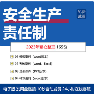企业全员安全生产责任管理规章制度汇编岗位责任书范本法律法规培训全面解读分析课件标准考核表模板电子资料