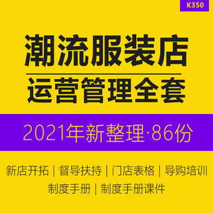 全套潮流服装店运营管理资料服装店女装门店开店资料督导巡店检查表导购培训手册店铺扶持手册业绩提升方案