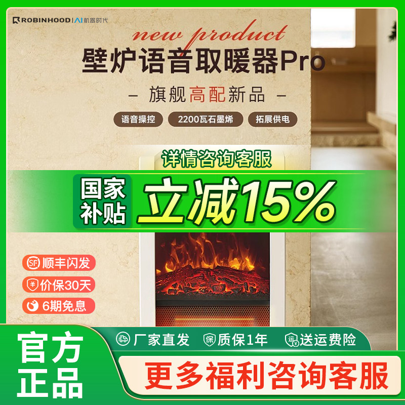 洛宾汉取暖器仿真炭火焰电壁炉暖风机速热家用床头柜节能省电暖气