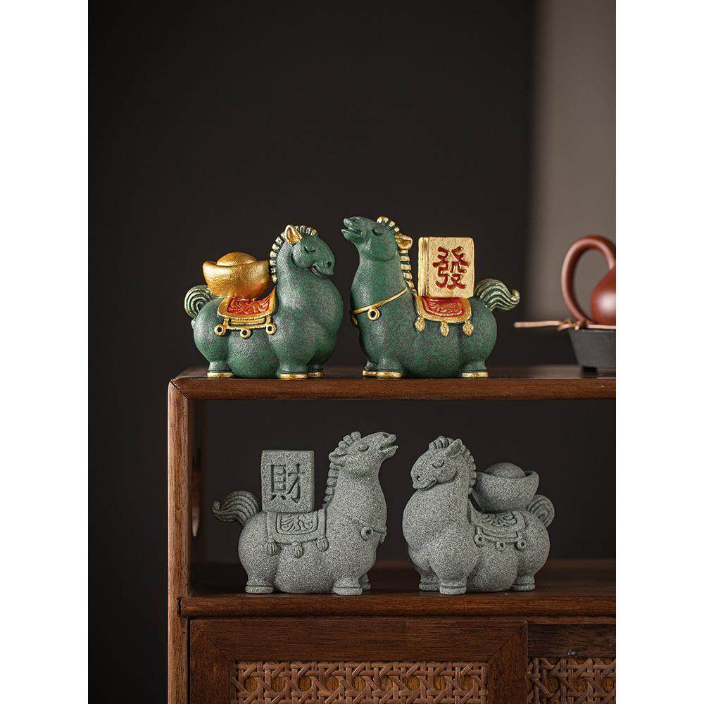 国潮唐马一对招财茶宠摆件创意马上发财办公室桌面装饰品定制礼物,家居饰品,装饰摆件,淘宝优惠券,粉丝福利购,淘宝优惠卷