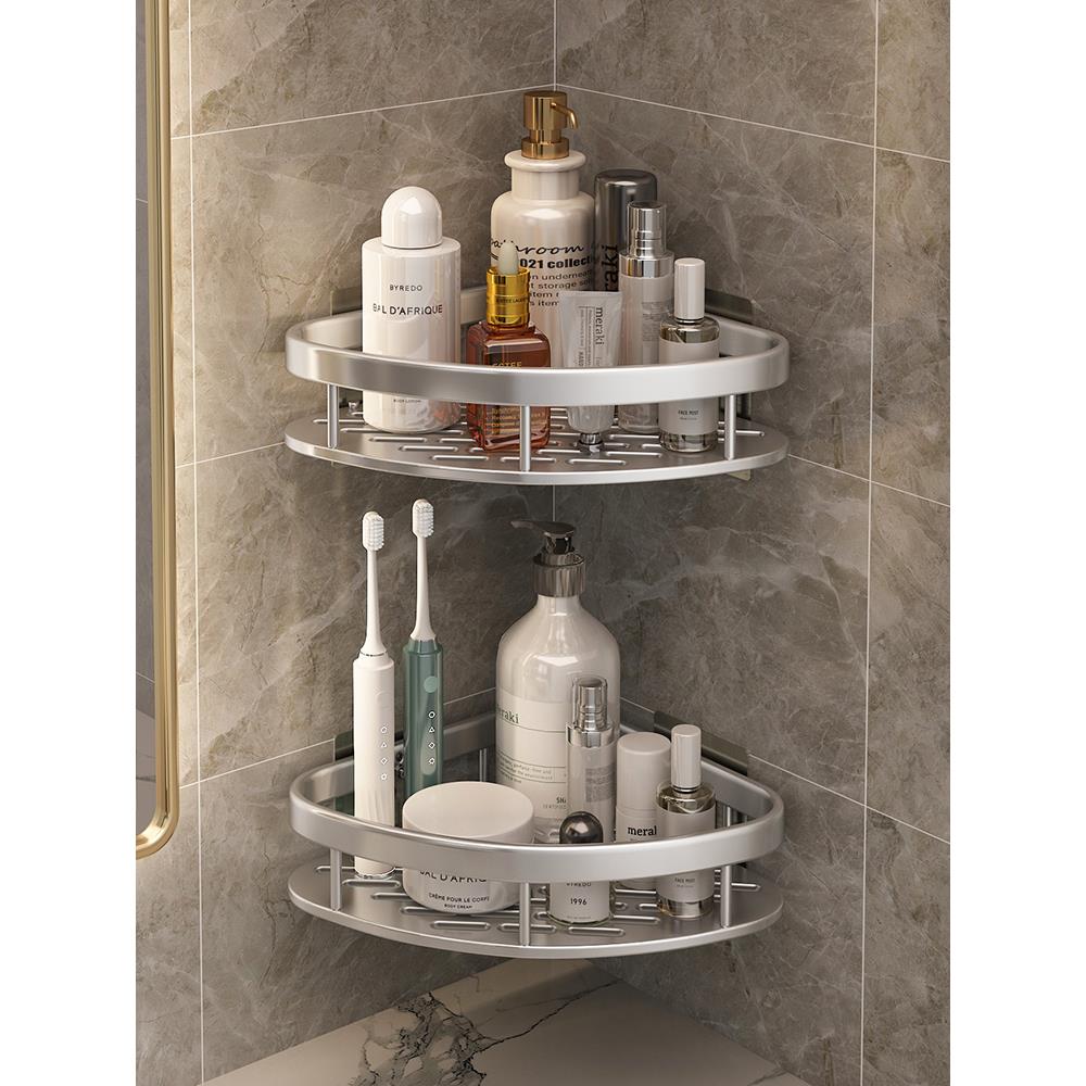 意可可免打孔卫生间浴室三角置物架壁挂式厕所洗手间洗漱台墙上收