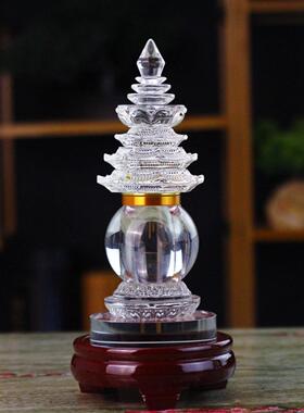 装藏供养舍利子甘露丸大号白水晶舍利塔 小号嘎乌瓶佛塔供奉摆件