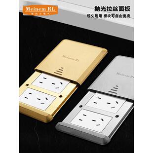 超薄隐藏滑盖平推式地插不锈钢地板面插座防水双五孔十孔电话网络