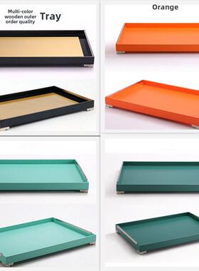 新中国风样板房客厅书房酒柜酒具浴室混搭装饰摆件黑金水果盘茶盘