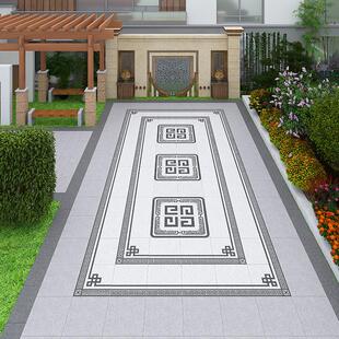 新中式地舖石拼花地砖别墅庭院户外院子花园造型拼花砖石英砖18厚