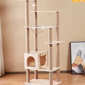 实木猫爬架猫窝猫树一体猫跳台太空舱麻绳柱实木柱多层大型猫架子