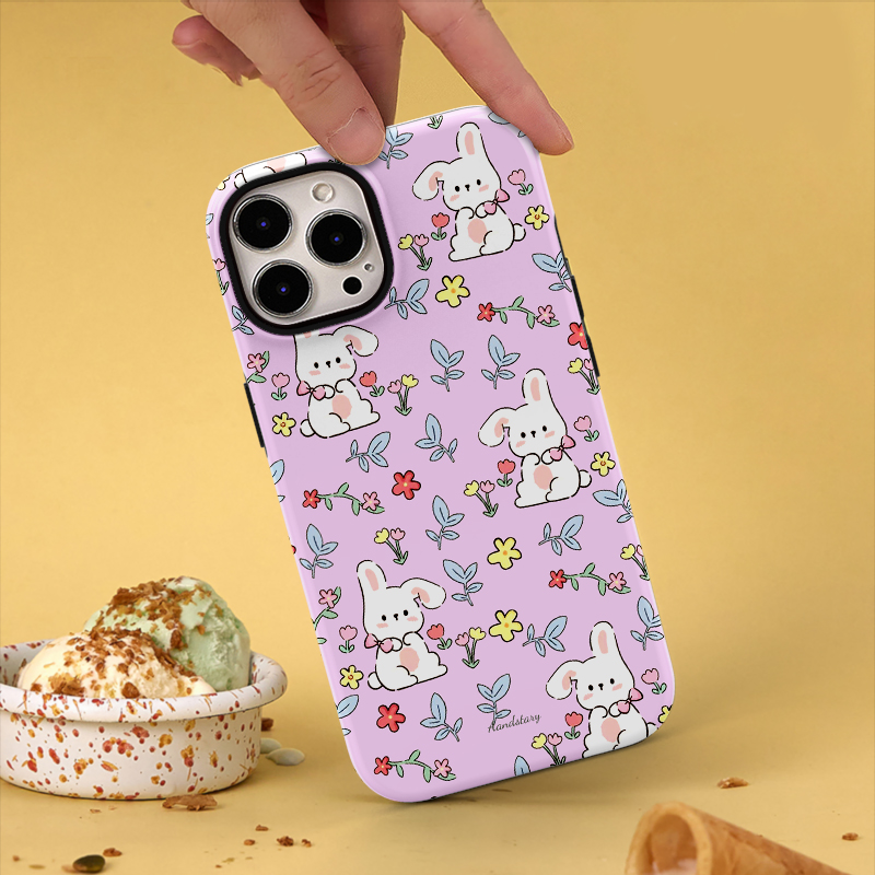 兔子花朵双层磁吸手机壳硬壳