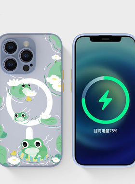 奔斯特13mini肤感磁吸14magsafe手机壳适用iphone网红创意磨砂se2灰色小众15plus苹果11pro荷叶12max可爱青蛙