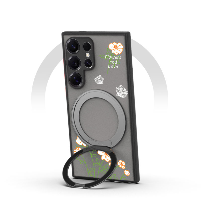 适用三星s24u支点壳磁吸蝴蝶花朵