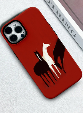 奔斯特【magsafe磁吸】菲林二合一苹果手机壳13max适用iPhone14pro红色12mini油画马15plus硬壳保护套小众