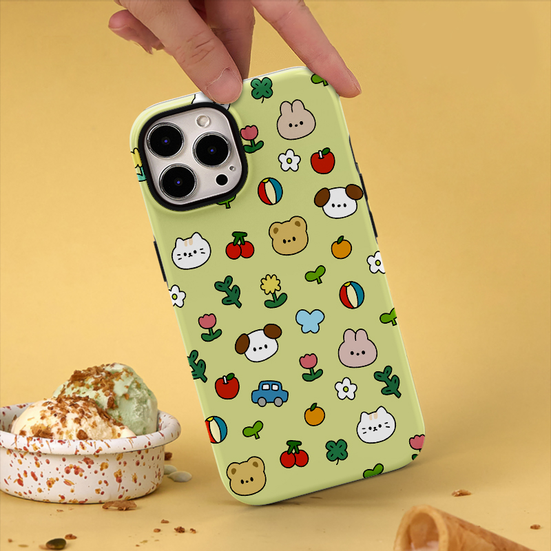 可爱动物双层磁吸手机壳硬壳