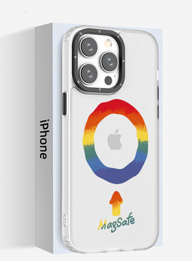 适用于苹果16e磨砂手机壳magsafe15plus彩虹13个性11max防摔14pro渐变高级感12简约保护套17air磁吸小众艺术