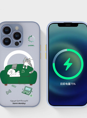 奔斯特13mini肤感磁吸14magsafe手机壳适用iphone网红创意磨砂se2灰色小众15plus苹果11pro个性12max可爱猫咪
