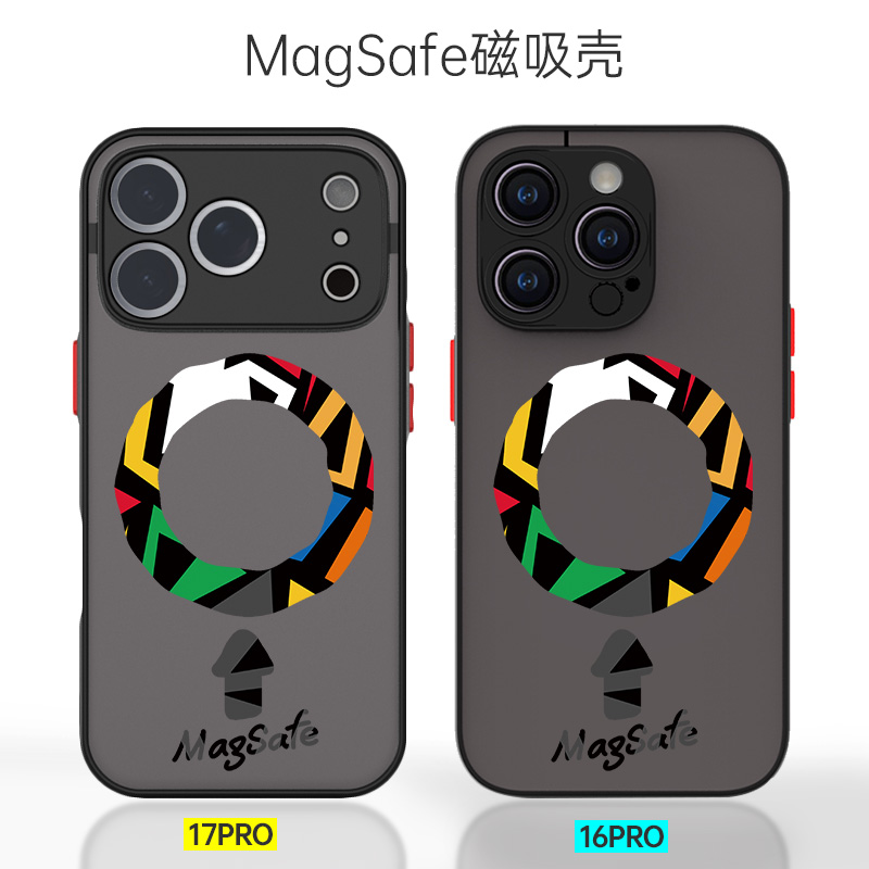 适用苹果13磁吸手机壳小众涂鸦