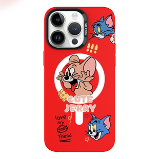 奔斯特【magsafe磁吸】新款14max适用iPhone12pro苹果15plus红色新年手机壳IMD银彩11猫和老鼠13保护套Jerry