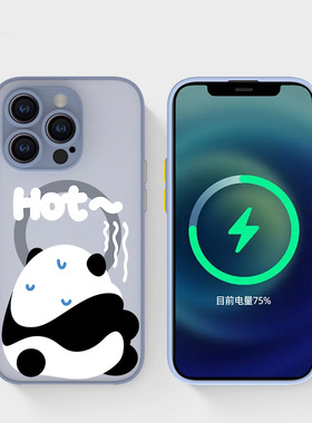 奔斯特13mini肤感磁吸14magsafe手机壳适用iphone创意磨砂se2灰色小众15plus苹果16pro个性12max可爱熊猫11
