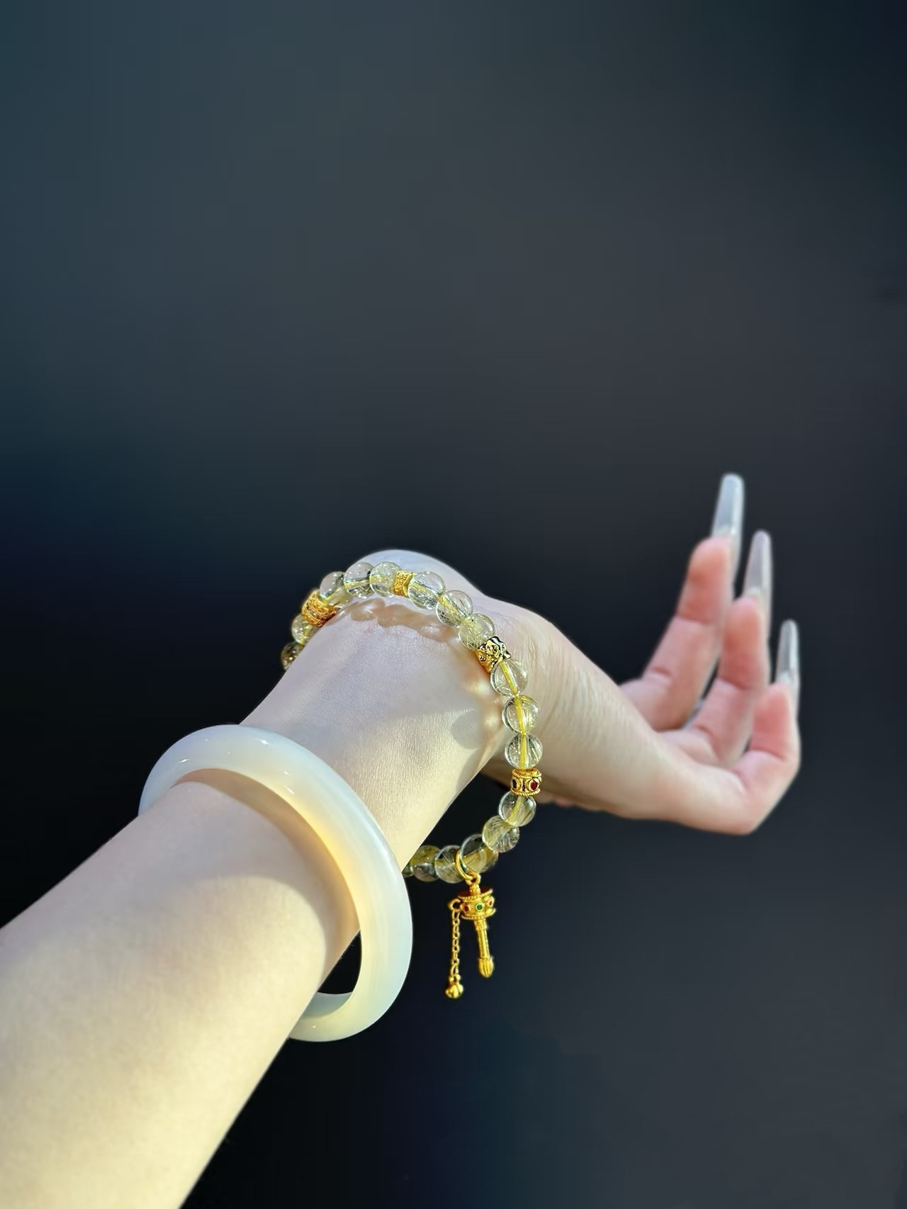 天然黄水晶手链女款单圈金发晶手串招财转运本命年黄水晶手串礼物