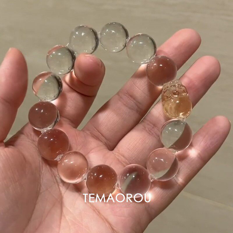 天然黄水晶刻雕貔貅净体白水晶手串提高能量磁场手饰diy原创水晶
