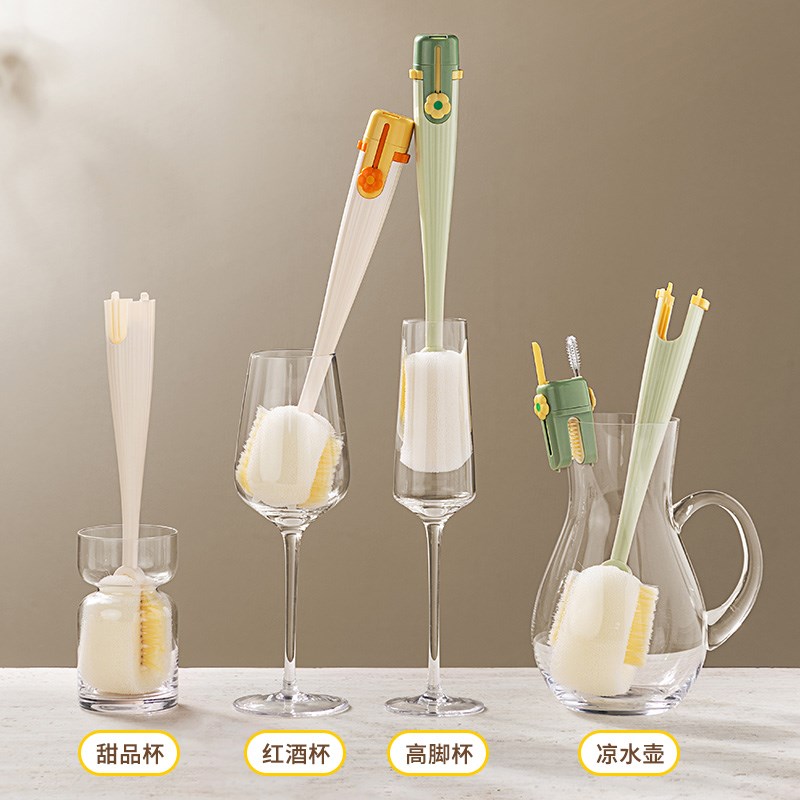杯刷水杯清洗神器多功能奶瓶吸管清洁刷保温杯盖刷五合一长柄刷子