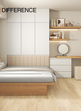 什别小户型榻榻米床衣柜书桌一体侧翻床高箱储物无床头悬浮地台床