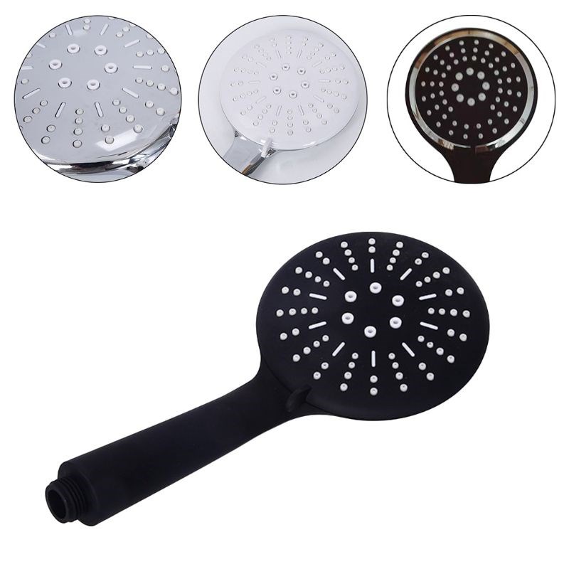 Black Round Bathroom Shower Head Adjustable Handheld Rainfa