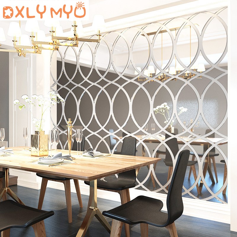 3D Large Wall Sticker Geometry Pattern Acrylic Mirror Wall