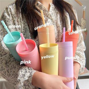 Fashion Skinny Tumbler Cup Matte Colors Double Wall Water Bo