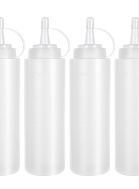 4PCS Squeeze Squirt Condit Bottles With Cap Lids Salad Sauce
