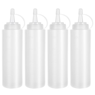 4PCS Squeeze Squirt Condit Bottles With Cap Lids Salad Sauce