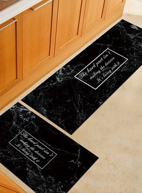 New Floor Mats Black White Marble Print Bathroom Kitchen Car