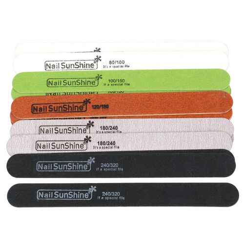 10Pcs Straight Wooden Nail File 180/240 80/100 100/150 120/
