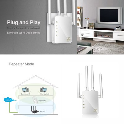 Wifi Repeater 1200Mbps Dual Band AC Wireless 2.4G/5G 4 High