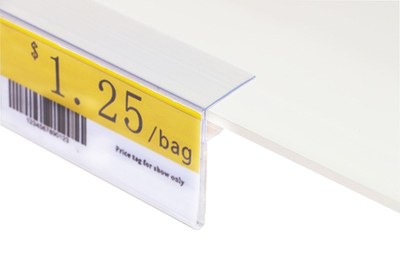 Glass Wood Shelf Data Strips -On Mechandise Price Tag Displa