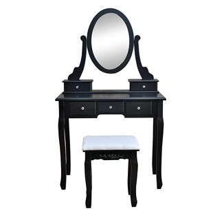 Dressers Makeup Desk 360° Rotation Single Mirror 5 Drawers