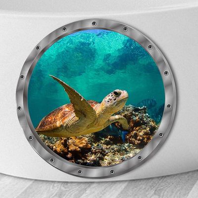 29x29cm Underwater Fish Wall Stickers Waterproof Dolphin Tu